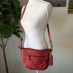 Elegant Red Crossbody Bag with Tassel